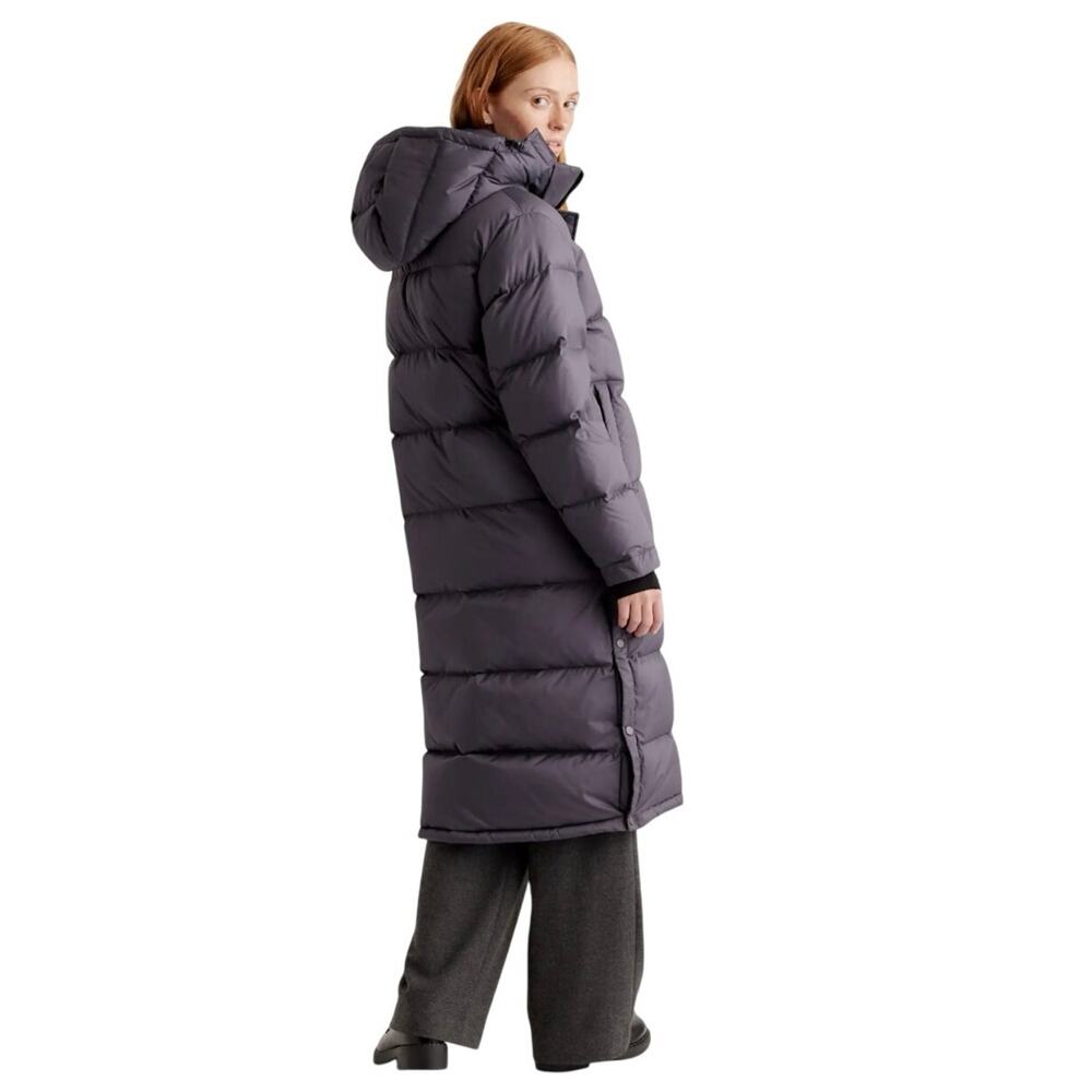 NWOT Quince Women's L Responsible Down Long Puffer Jacket Hooded Carbon Gray - Picture 2 of 9